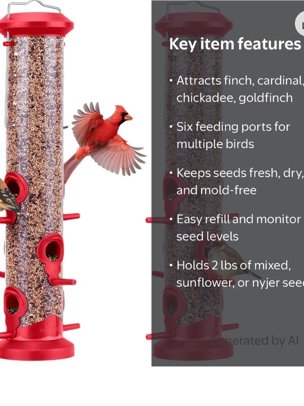 Red Bird Seed Feeder